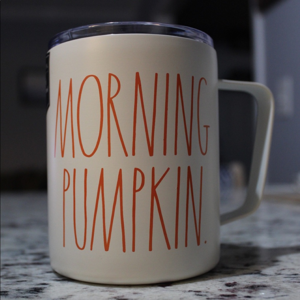 Rae Dunn MORNING PUMPKIN Steel Travel Mug